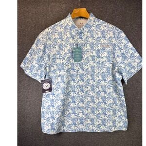 Realtree Fishing Shirt Mens XL Tribal Lagoon Blue NWT UPF 50+ Vented Performance